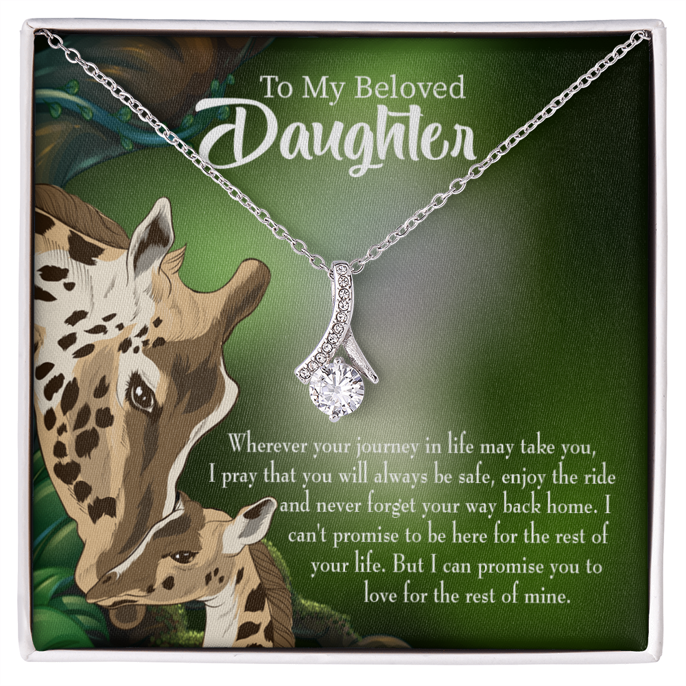 To My Daughter Daughter Mom Love You Eternally Alluring Ribbon Necklace Message Card-Express Your Love Gifts