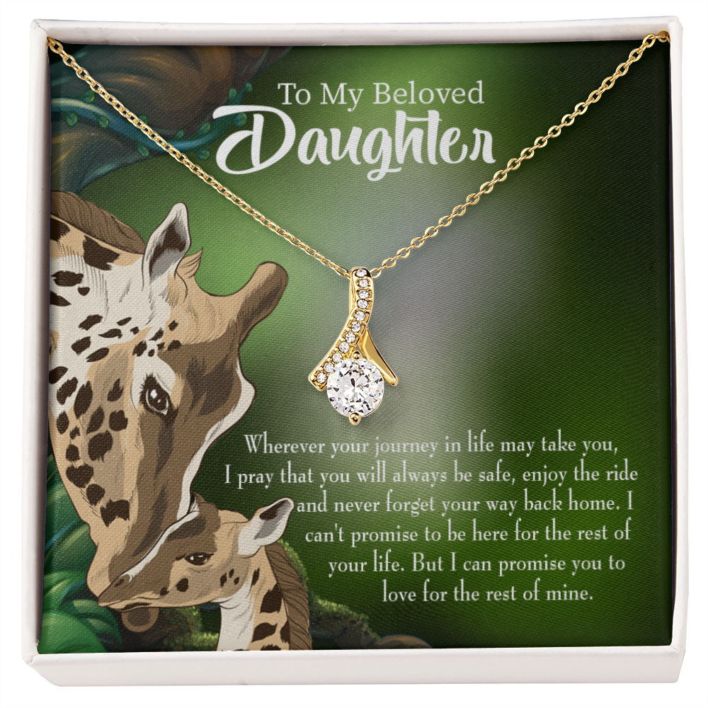 To My Daughter Daughter Mom Love You Eternally Alluring Ribbon Necklace Message Card-Express Your Love Gifts