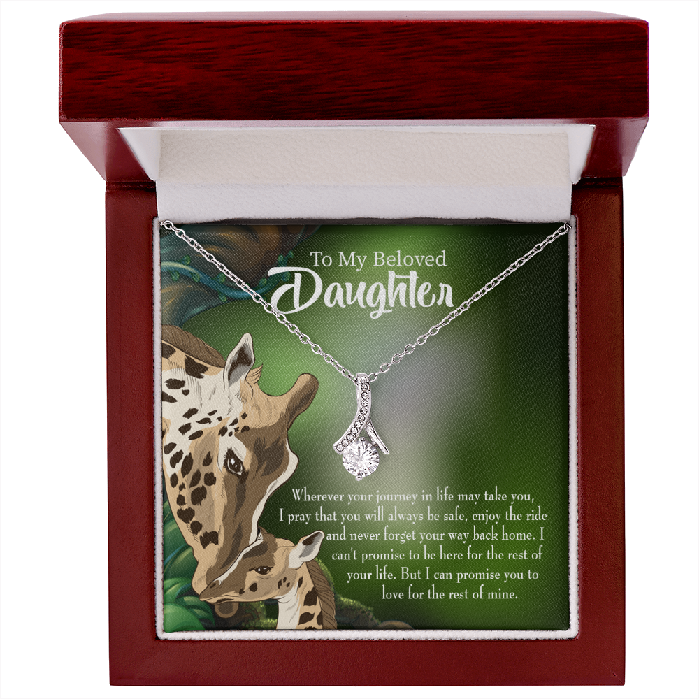 To My Daughter Daughter Mom Love You Eternally Alluring Ribbon Necklace Message Card-Express Your Love Gifts