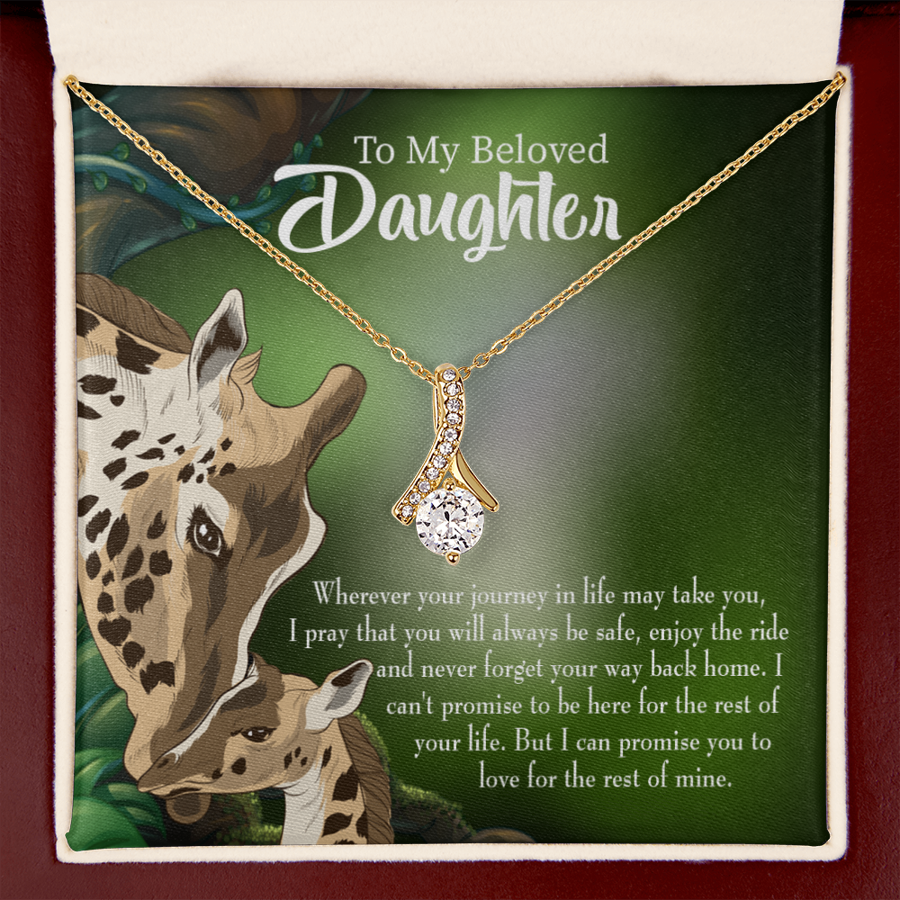 To My Daughter Daughter Mom Love You Eternally Alluring Ribbon Necklace Message Card-Express Your Love Gifts