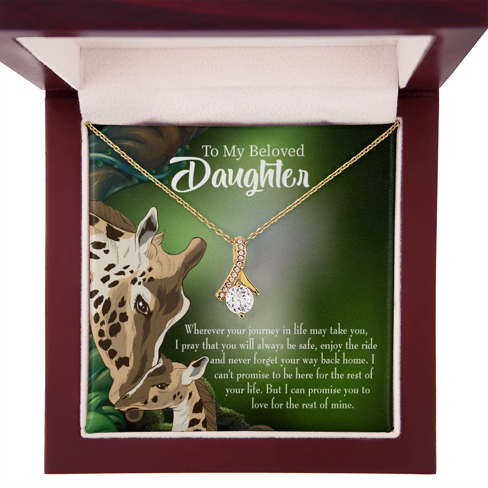 To My Daughter Daughter Mom Love You Eternally Alluring Ribbon Necklace Message Card-Express Your Love Gifts