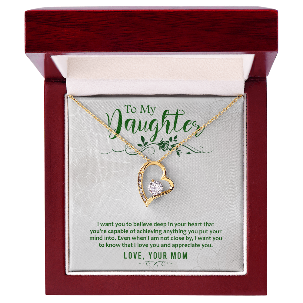 To My Daughter Deep in Your Heart From Mom Forever Necklace w Message Card-Express Your Love Gifts