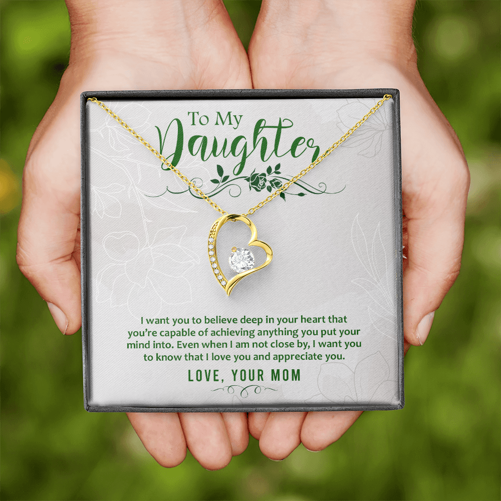 To My Daughter Deep in Your Heart From Mom Forever Necklace w Message Card-Express Your Love Gifts