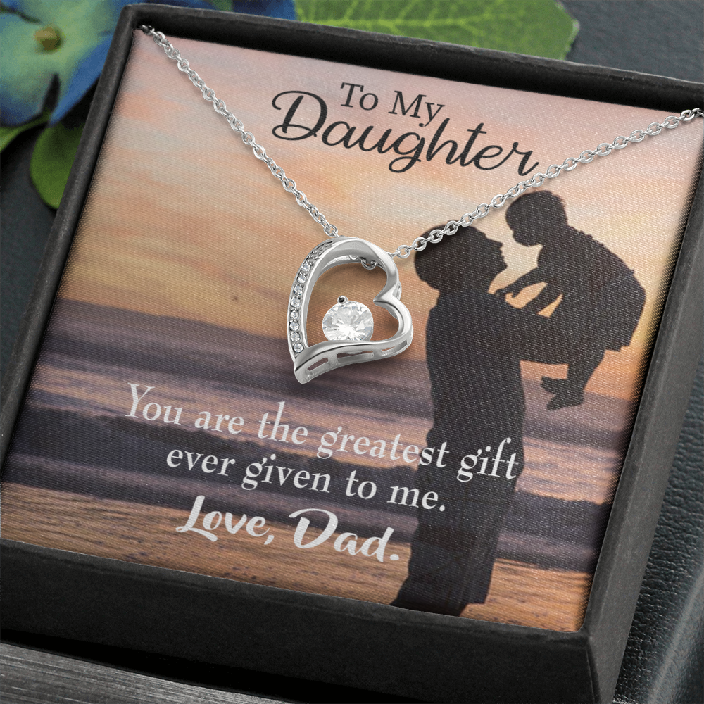 To My Daughter Greatest Daughter to Dad Forever Necklace w Message Card-Express Your Love Gifts