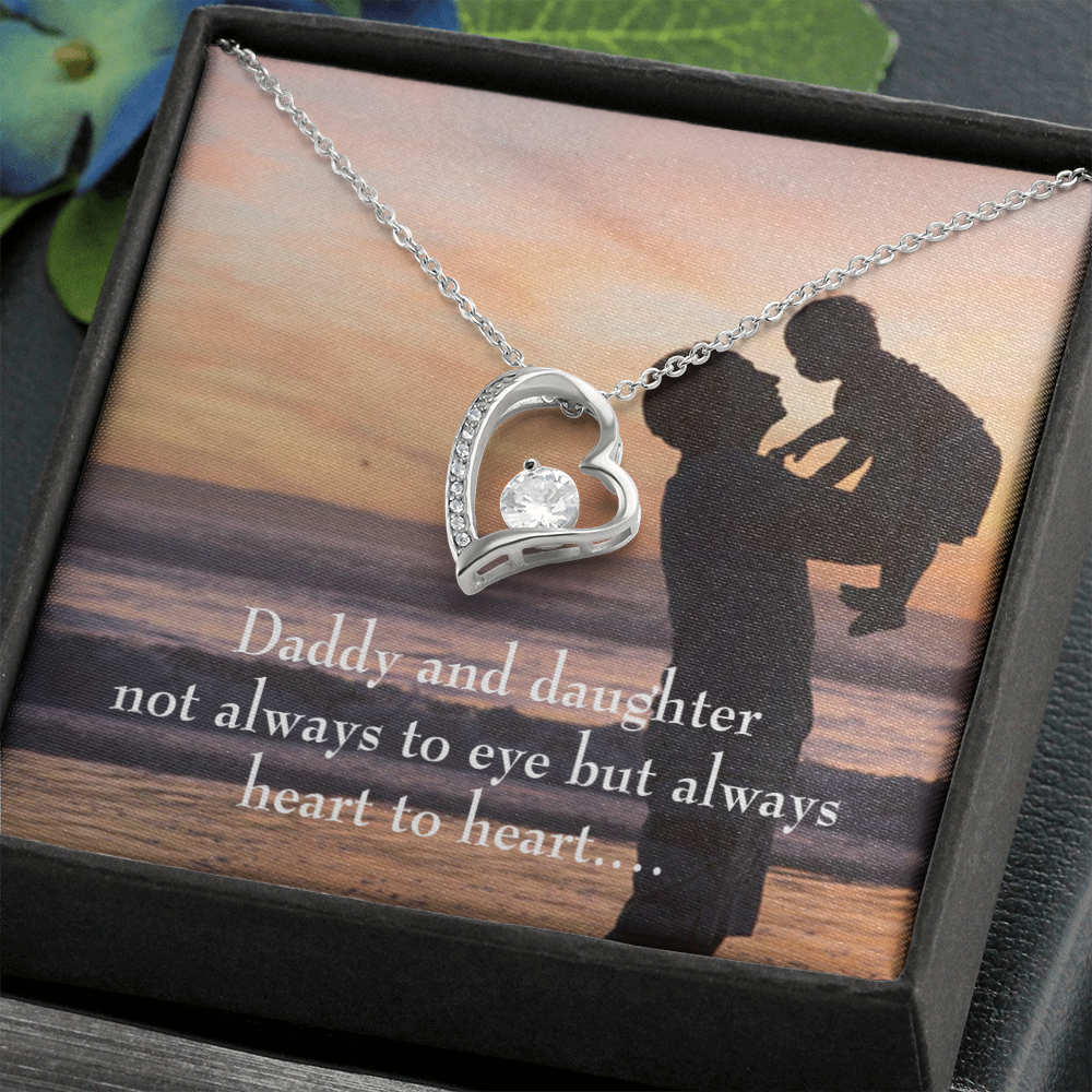 To My Daughter Heart to Heart From Dad Forever Necklace w Message Card-Express Your Love Gifts