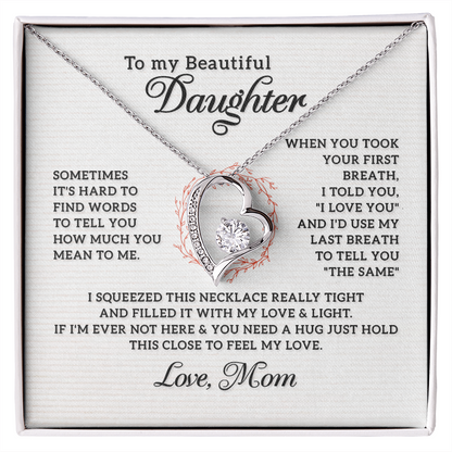 To My Daughter How Much You Mean to Me Forever Necklace w Message Card-Express Your Love Gifts