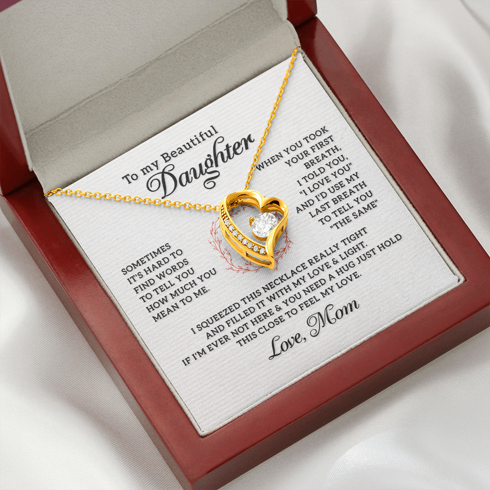 To My Daughter How Much You Mean to Me Forever Necklace w Message Card-Express Your Love Gifts