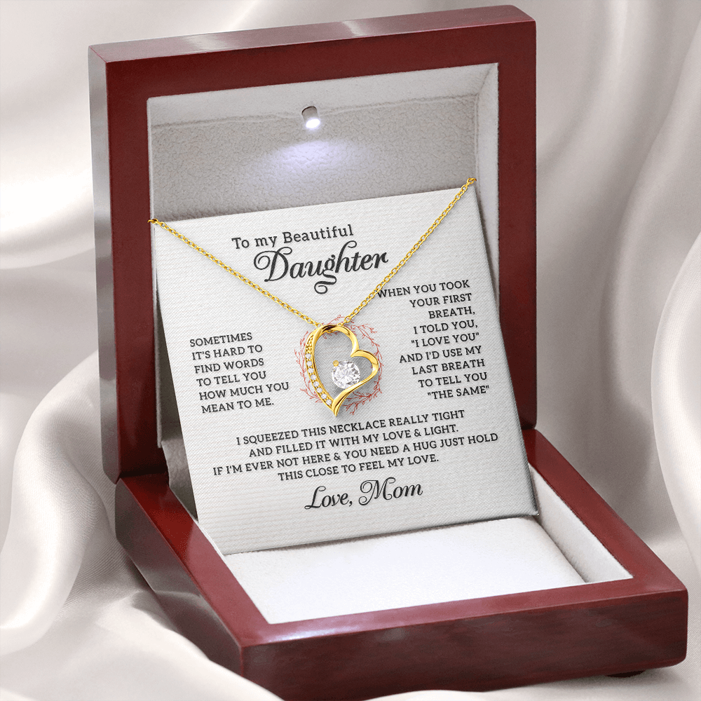 To My Daughter How Much You Mean to Me Forever Necklace w Message Card-Express Your Love Gifts