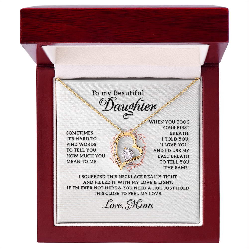 To My Daughter How Much You Mean to Me Forever Necklace w Message Card-Express Your Love Gifts