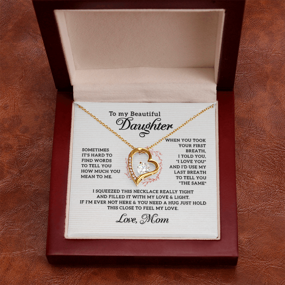 To My Daughter How Much You Mean to Me Forever Necklace w Message Card-Express Your Love Gifts