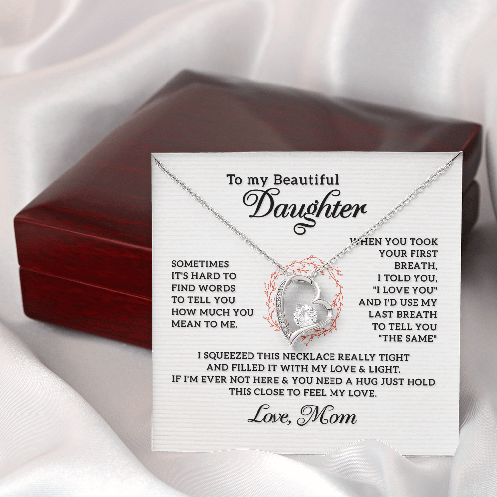 To My Daughter How Much You Mean to Me Forever Necklace w Message Card-Express Your Love Gifts