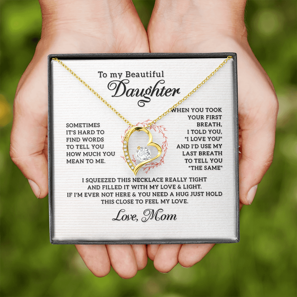 To My Daughter How Much You Mean to Me Forever Necklace w Message Card-Express Your Love Gifts