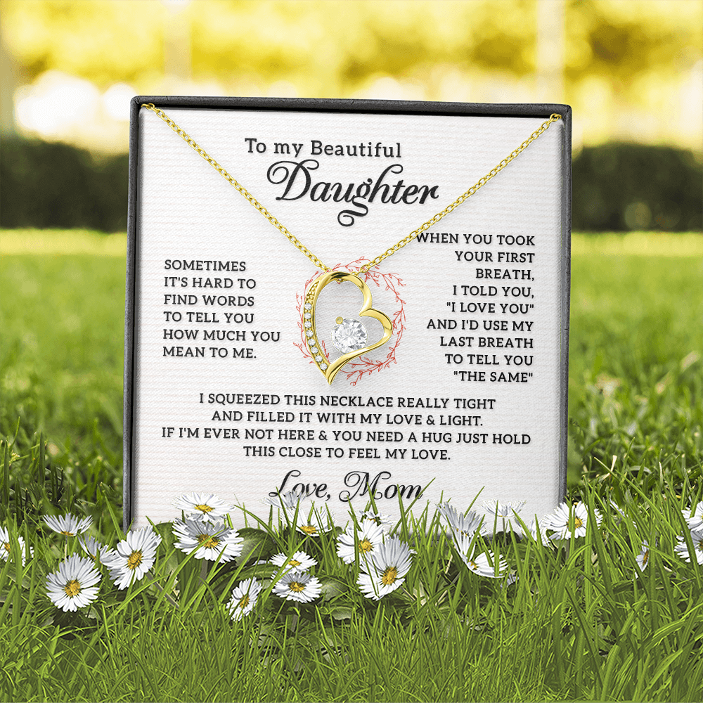 To My Daughter How Much You Mean to Me Forever Necklace w Message Card-Express Your Love Gifts