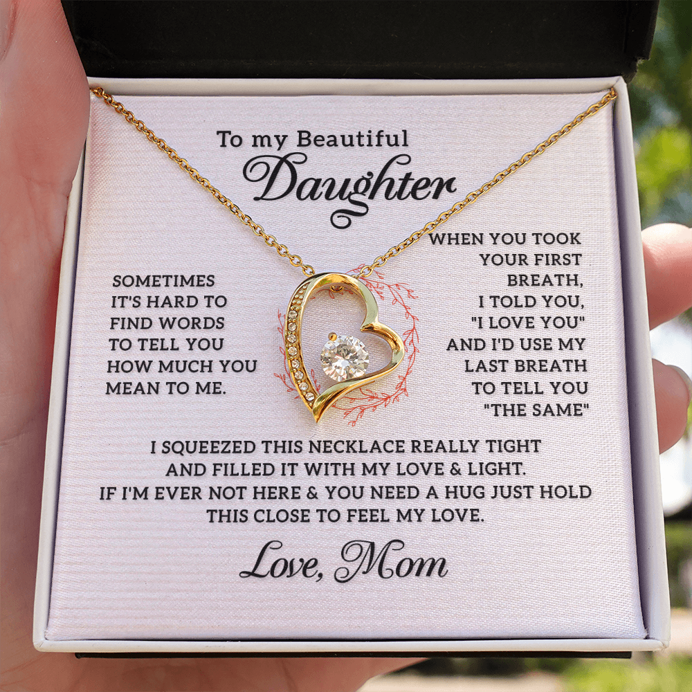 To My Daughter How Much You Mean to Me Forever Necklace w Message Card-Express Your Love Gifts