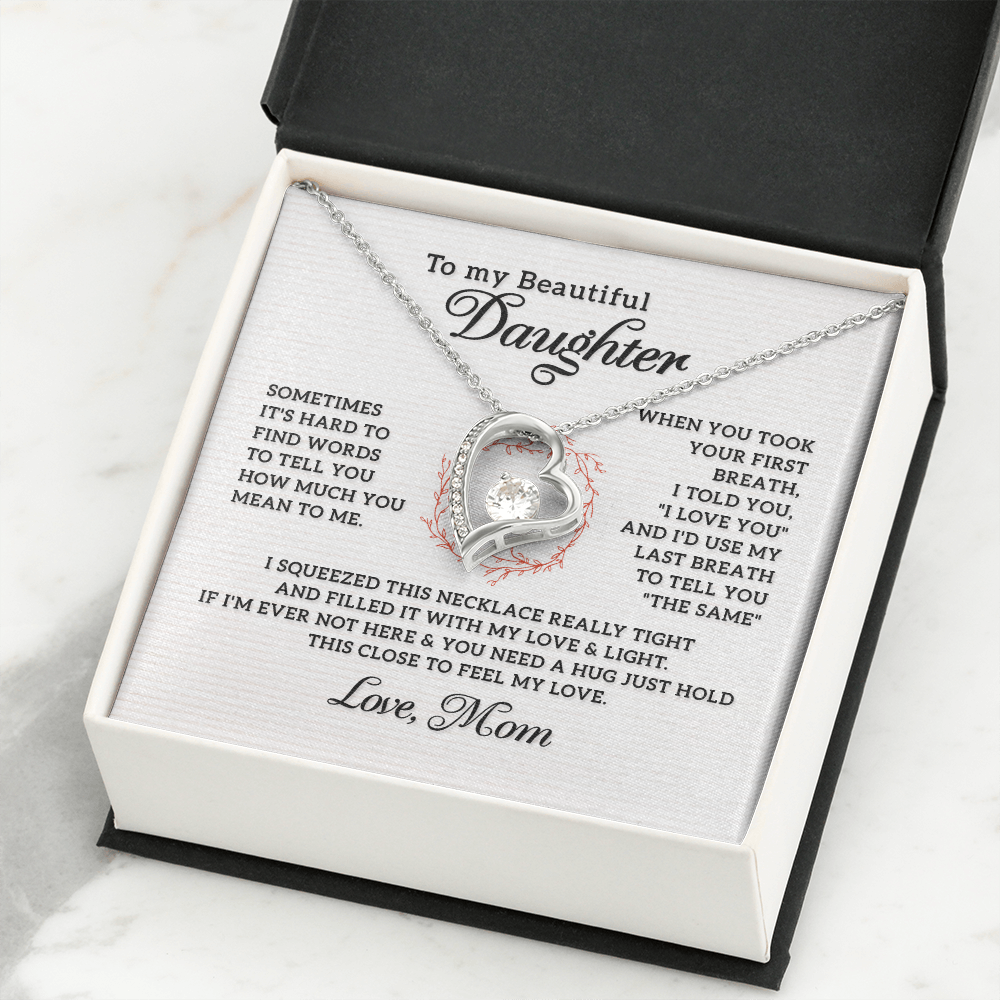 To My Daughter How Much You Mean to Me Forever Necklace w Message Card-Express Your Love Gifts