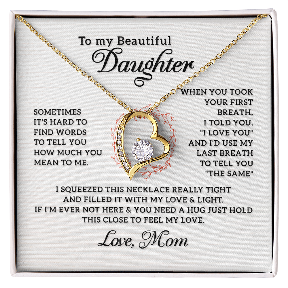 To My Daughter How Much You Mean to Me Forever Necklace w Message Card-Express Your Love Gifts