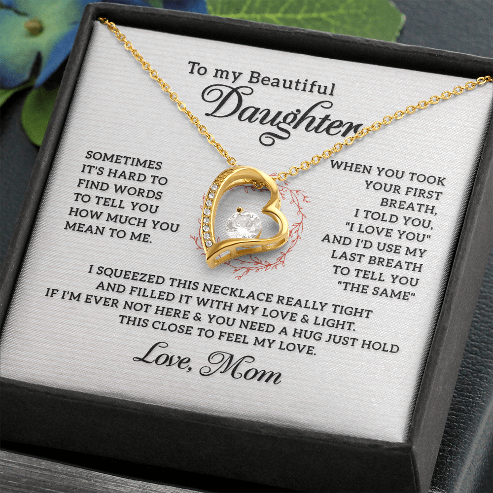 To My Daughter How Much You Mean to Me Forever Necklace w Message Card-Express Your Love Gifts