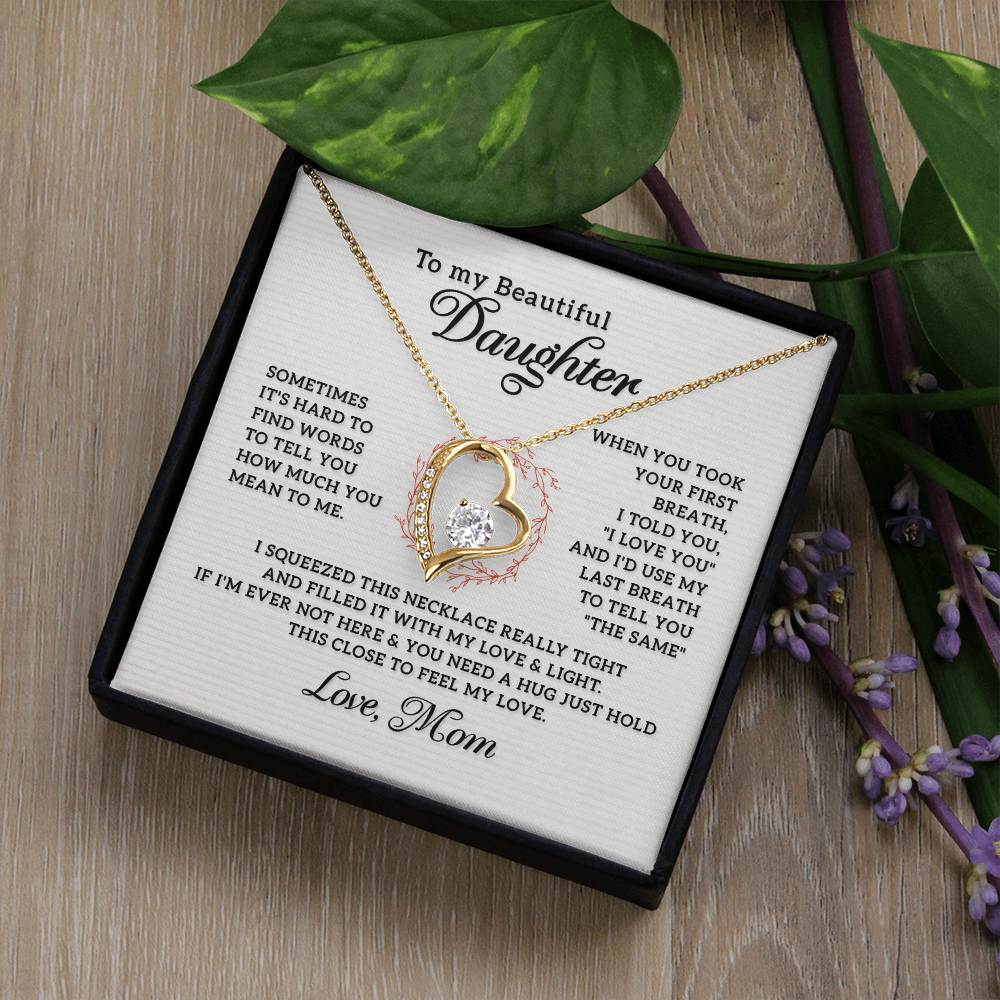 To My Daughter How Much You Mean to Me Forever Necklace w Message Card-Express Your Love Gifts