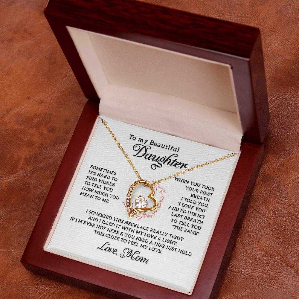 To My Daughter How Much You Mean to Me Forever Necklace w Message Card-Express Your Love Gifts