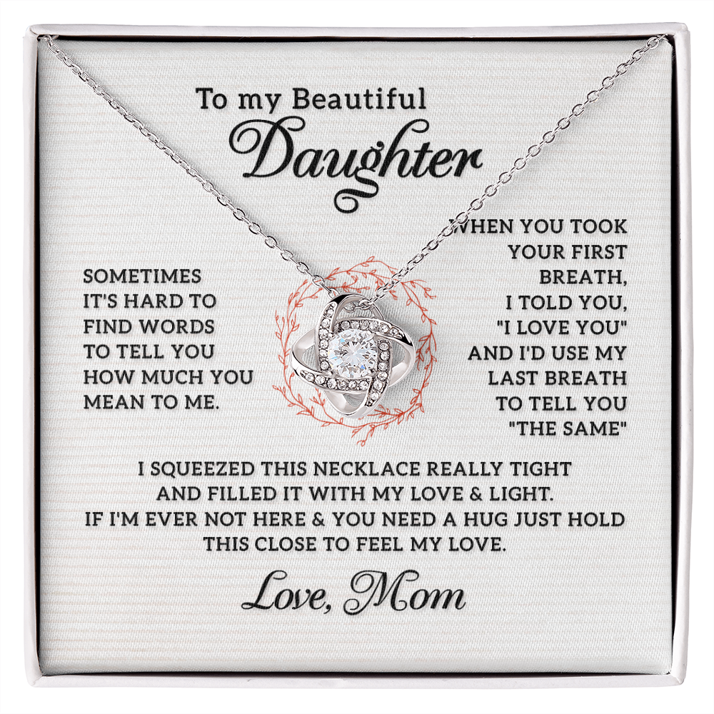 To My Daughter How Much You Mean to Me From Mom Infinity Knot Necklace Message Card-Express Your Love Gifts