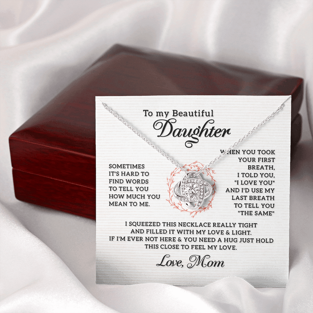 To My Daughter How Much You Mean to Me From Mom Infinity Knot Necklace Message Card-Express Your Love Gifts