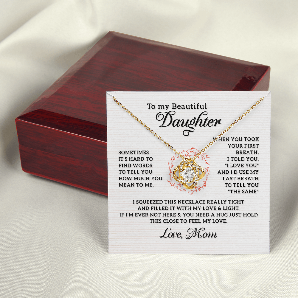 To My Daughter How Much You Mean to Me From Mom Infinity Knot Necklace Message Card-Express Your Love Gifts