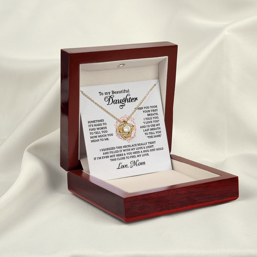 To My Daughter How Much You Mean to Me From Mom Infinity Knot Necklace Message Card-Express Your Love Gifts