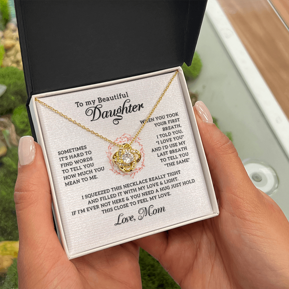 To My Daughter How Much You Mean to Me From Mom Infinity Knot Necklace Message Card-Express Your Love Gifts