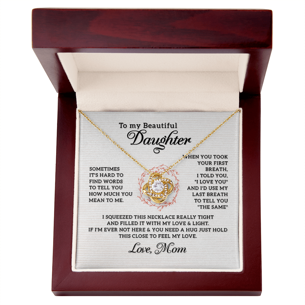 To My Daughter How Much You Mean to Me From Mom Infinity Knot Necklace Message Card-Express Your Love Gifts