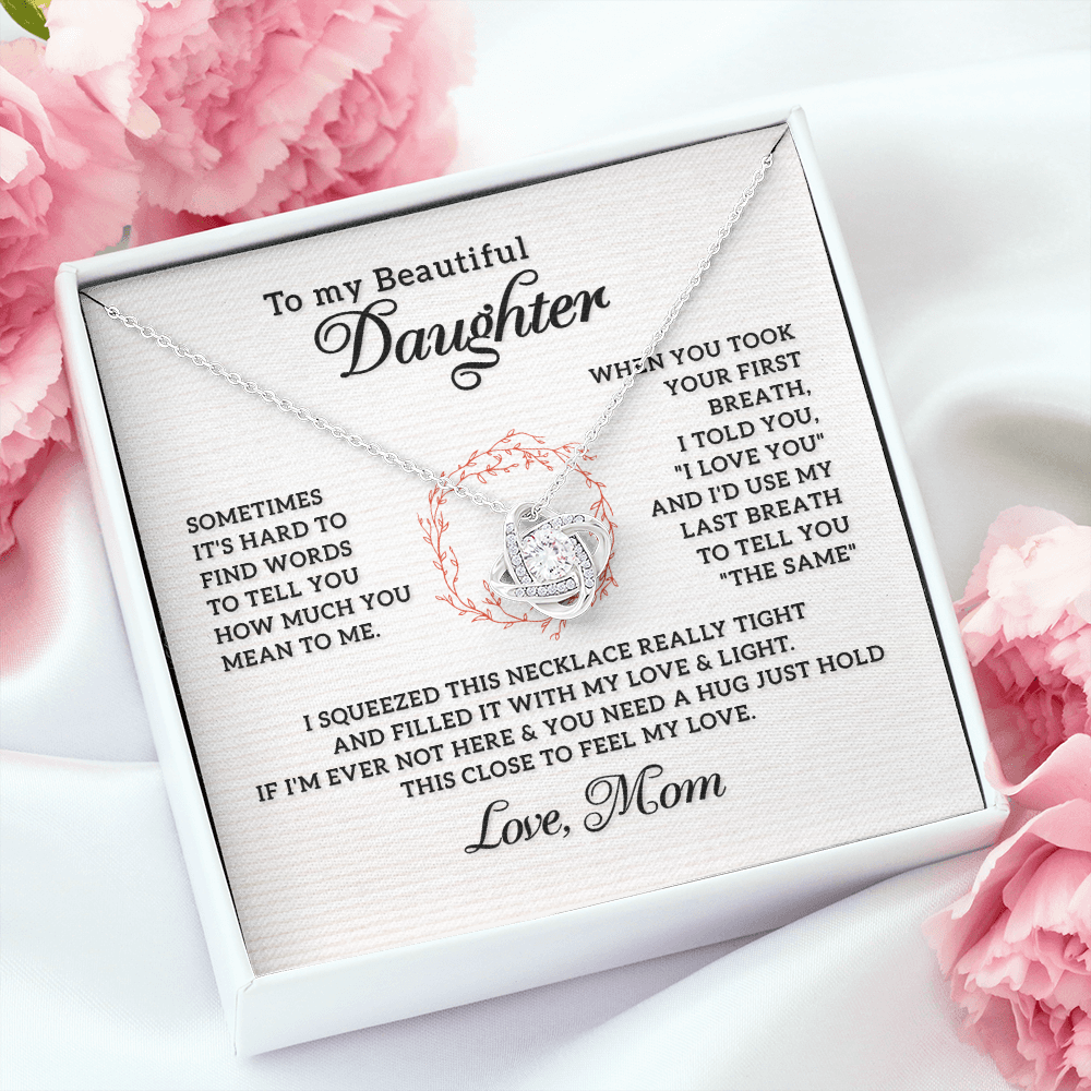 To My Daughter How Much You Mean to Me From Mom Infinity Knot Necklace Message Card-Express Your Love Gifts