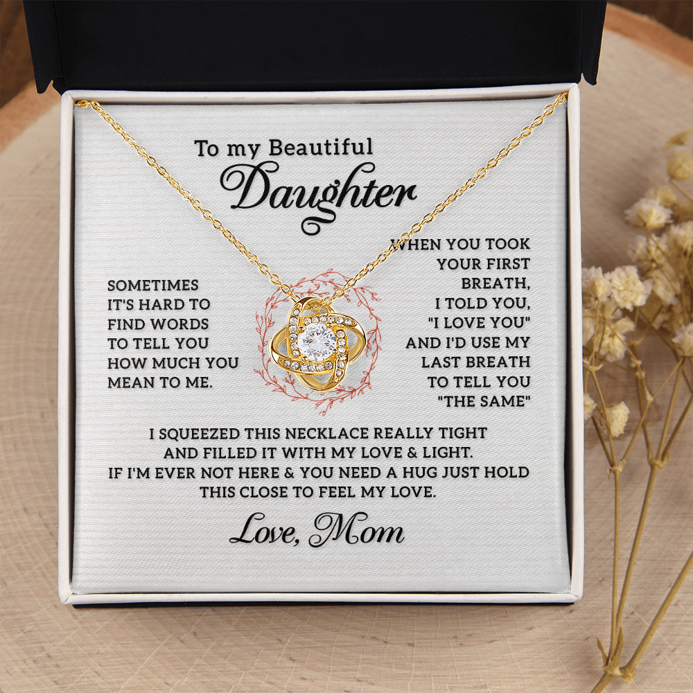 To My Daughter How Much You Mean to Me From Mom Infinity Knot Necklace Message Card-Express Your Love Gifts