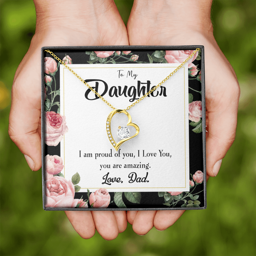To My Daughter I Am Proud of You From Dad Forever Necklace w Message Card-Express Your Love Gifts