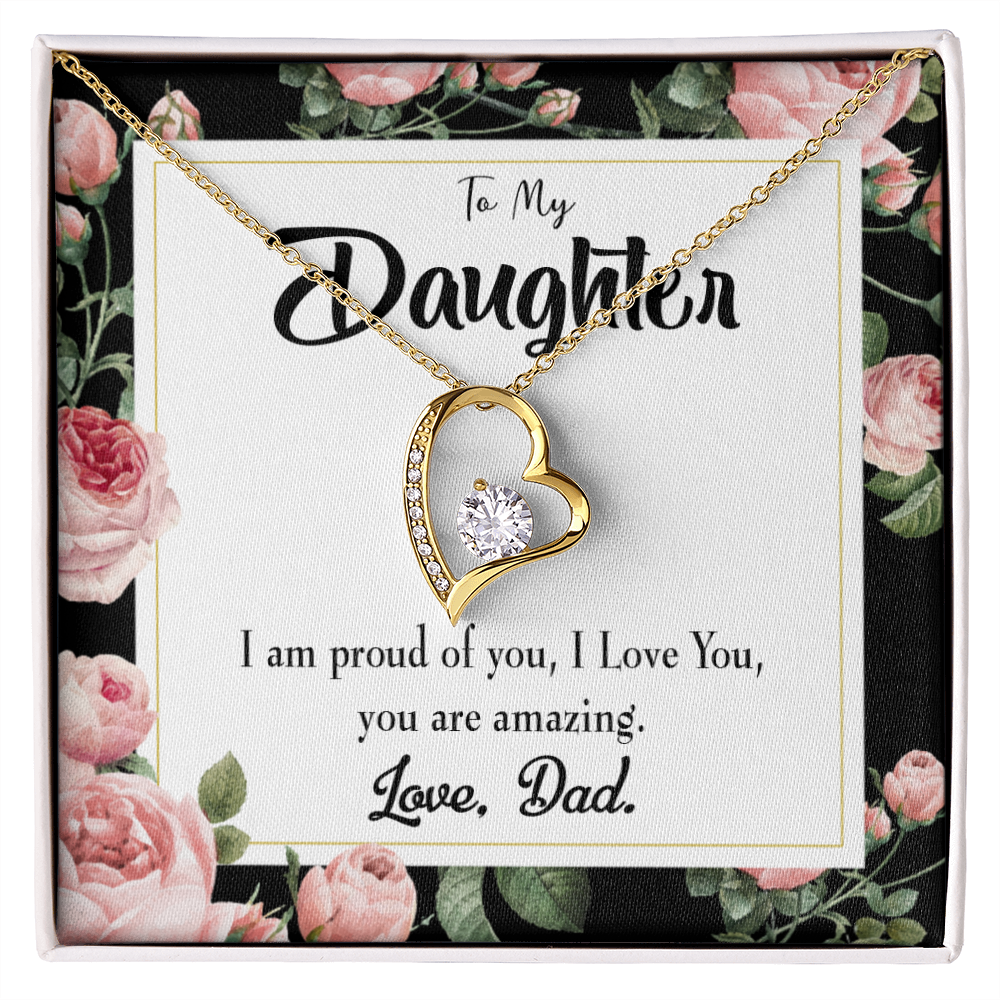 To My Daughter I Am Proud of You From Dad Forever Necklace w Message Card-Express Your Love Gifts