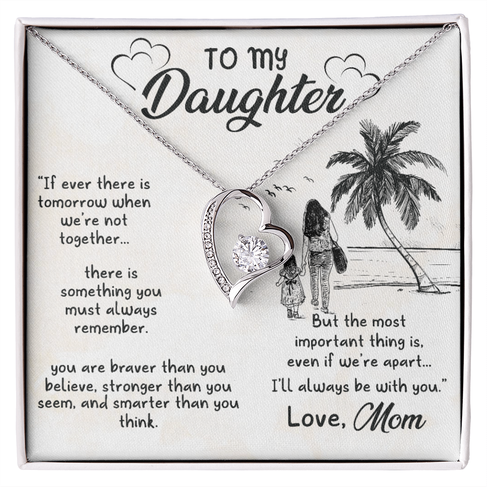 To My Daughter I'll Always Be With You From Mom Forever Necklace w Message Card-Express Your Love Gifts