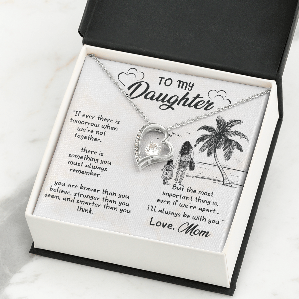 To My Daughter I'll Always Be With You From Mom Forever Necklace w Message Card-Express Your Love Gifts