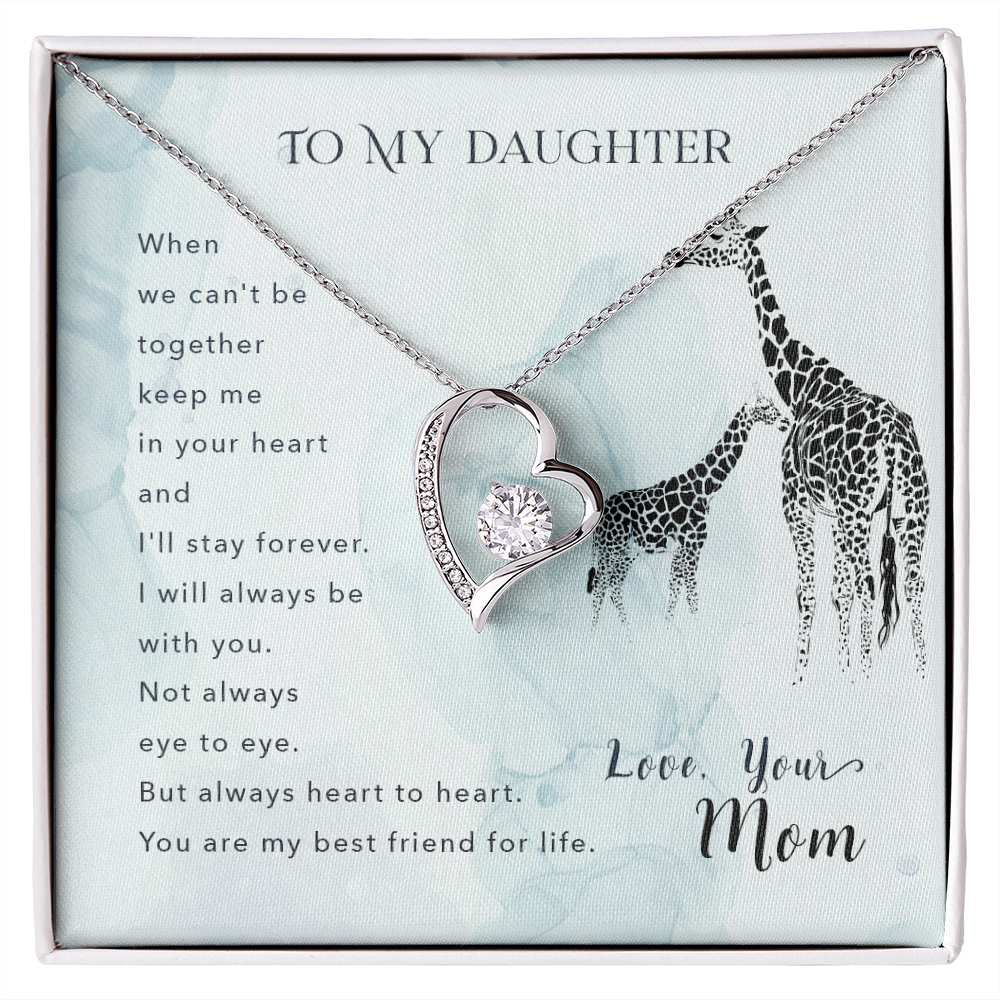 To My Daughter I'll Stay Forever From Mom Forever Necklace w Message Card-Express Your Love Gifts