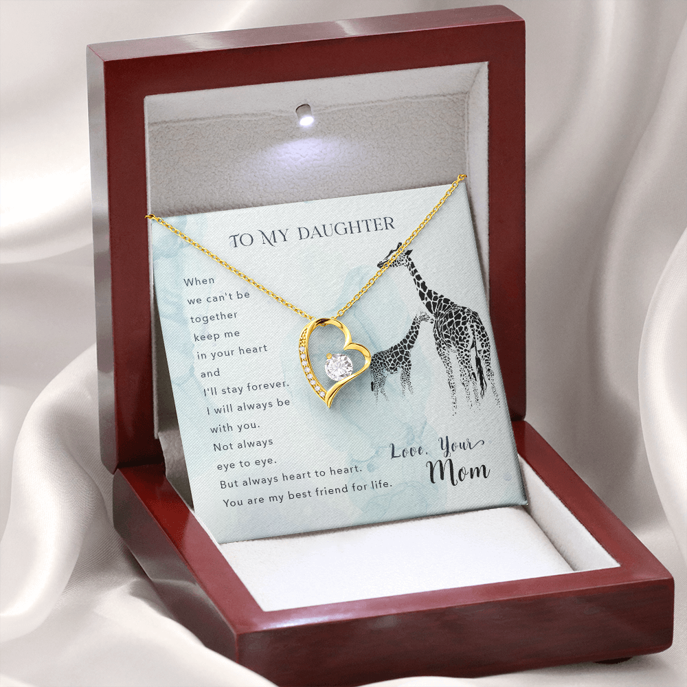 To My Daughter I'll Stay Forever From Mom Forever Necklace w Message Card-Express Your Love Gifts