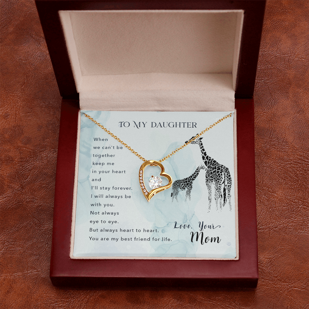 To My Daughter I'll Stay Forever From Mom Forever Necklace w Message Card-Express Your Love Gifts