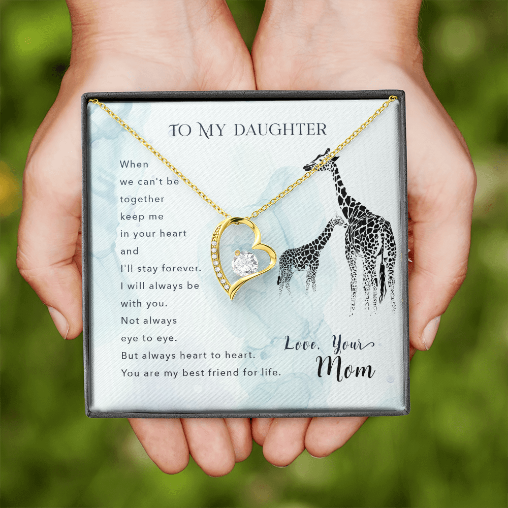 To My Daughter I'll Stay Forever From Mom Forever Necklace w Message Card-Express Your Love Gifts