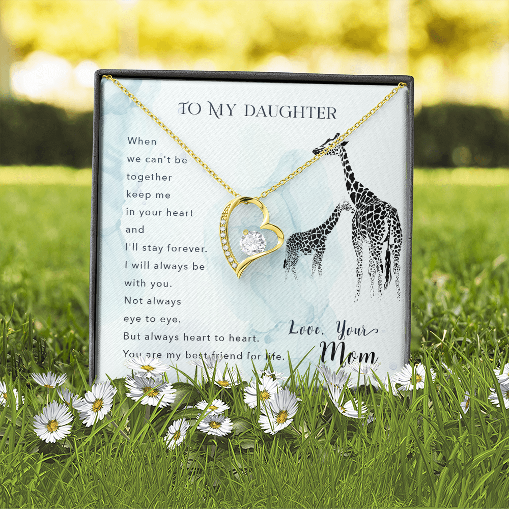 To My Daughter I'll Stay Forever From Mom Forever Necklace w Message Card-Express Your Love Gifts