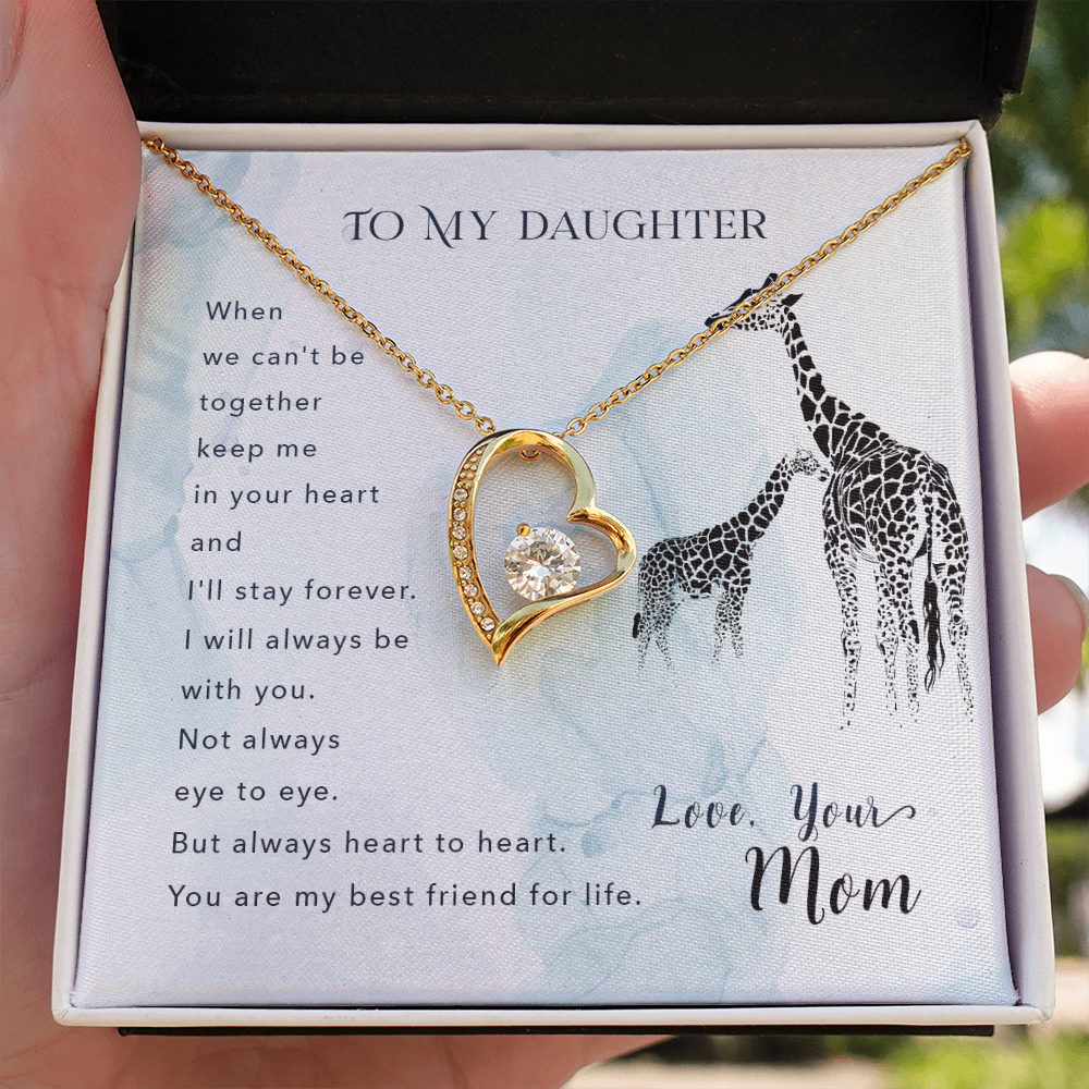 To My Daughter I'll Stay Forever From Mom Forever Necklace w Message Card-Express Your Love Gifts