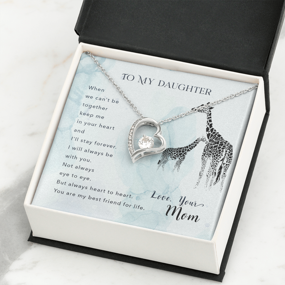 To My Daughter I'll Stay Forever From Mom Forever Necklace w Message Card-Express Your Love Gifts