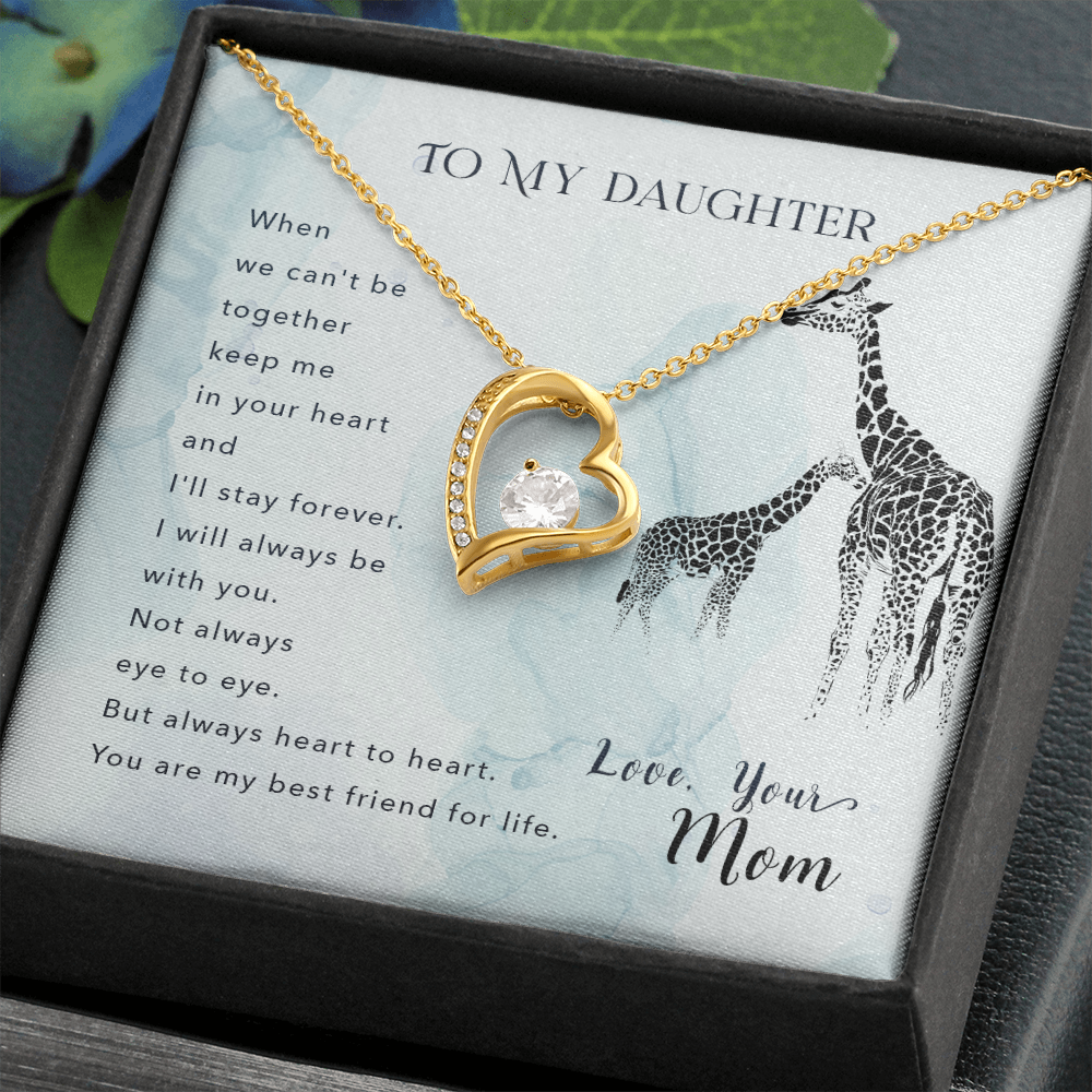 To My Daughter I'll Stay Forever From Mom Forever Necklace w Message Card-Express Your Love Gifts