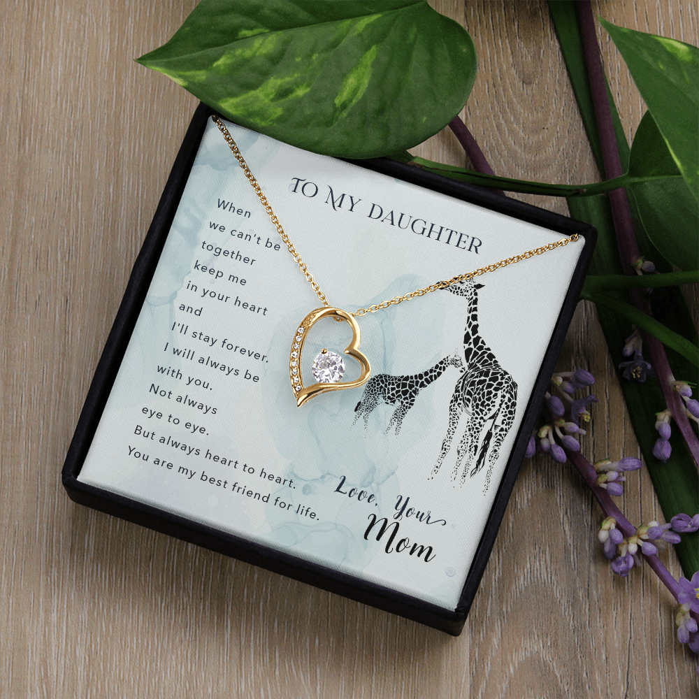 To My Daughter I'll Stay Forever From Mom Forever Necklace w Message Card-Express Your Love Gifts