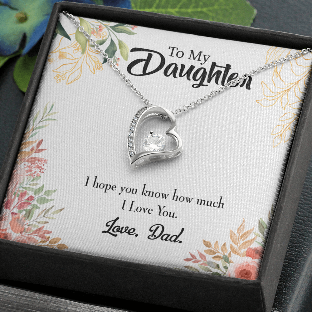 To My Daughter I Love You From Dad Forever Necklace w Message Card-Express Your Love Gifts