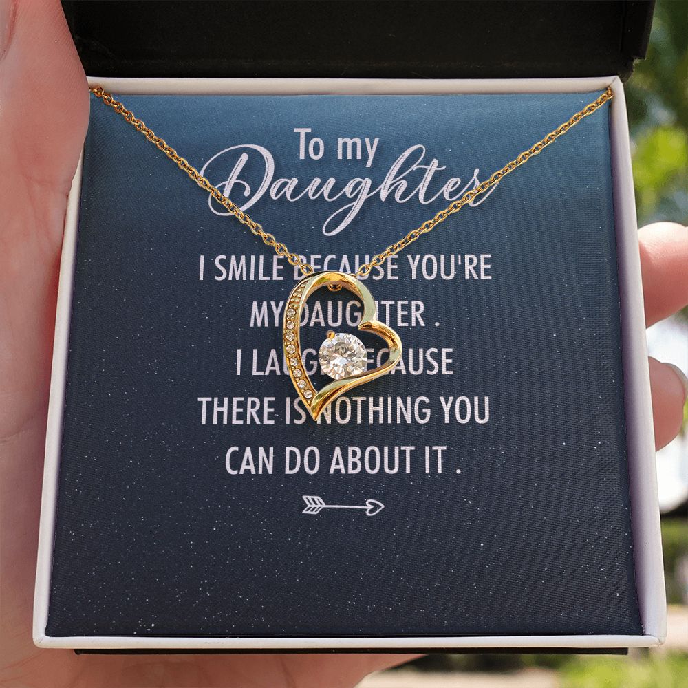 To My Daughter I Smile Because You're My Daughter Forever Necklace w Message Card-Express Your Love Gifts