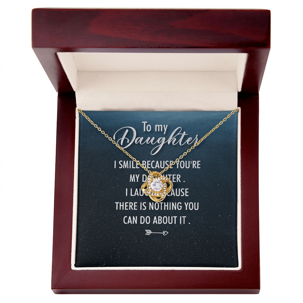 To My Daughter I Smile Because You're My Daughter Infinity Knot Necklace Message Card-Express Your Love Gifts