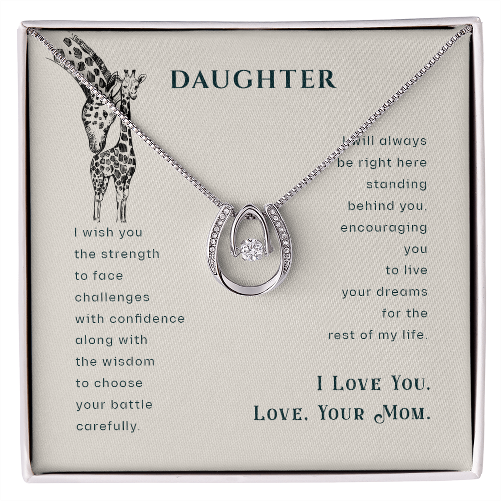 To My Beautiful Daughter-Hold It Close Lucky Horseshoe Necklace