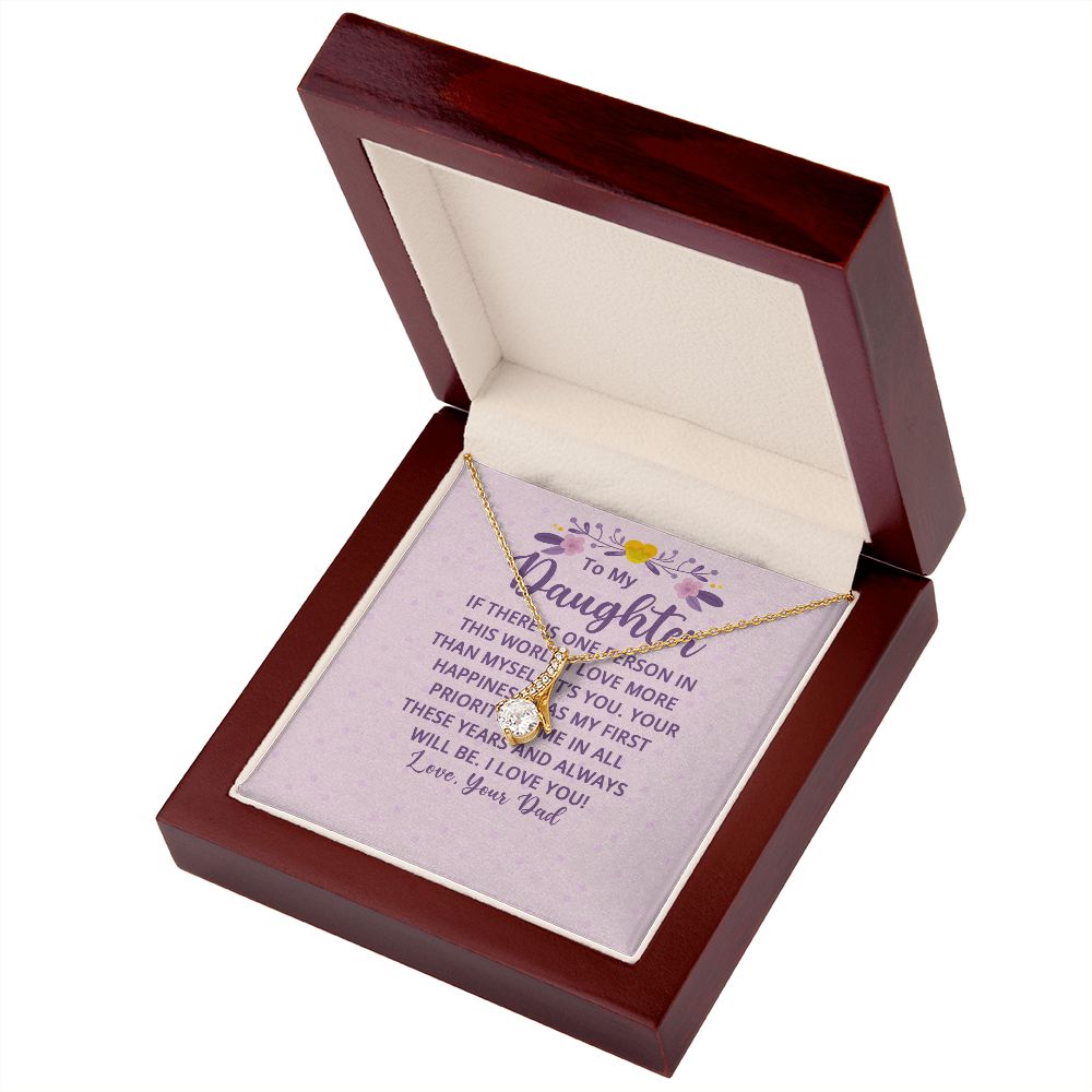 To My Daughter If There is One Person in This World Alluring Ribbon Necklace Message Card-Express Your Love Gifts