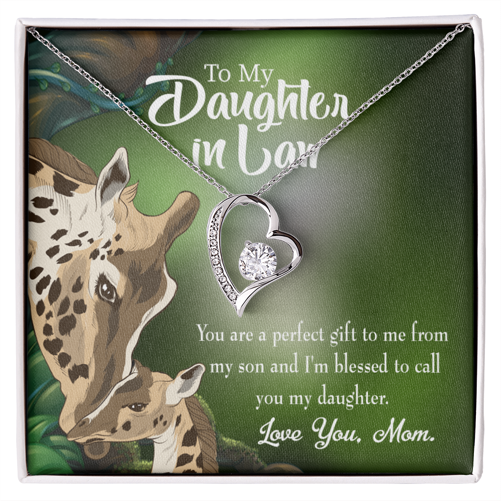 To My Daughter-in-Law Perfect Gift From Mother-in-Law Forever Necklace w Message Card-Express Your Love Gifts